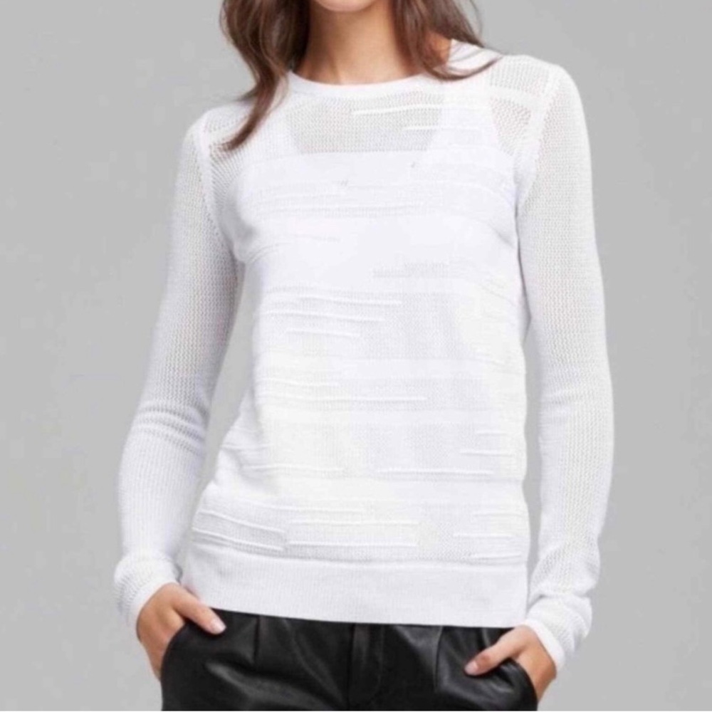 Vince White Crewneck Lightweight Knit Sweater